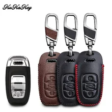 Leather Car Key Case Cover For Audi A4l A3 A4 A5 A6 A8 Quattro Q5 Q7 A6 A8 Smart Remote Car Key Shell Protection Car Styling