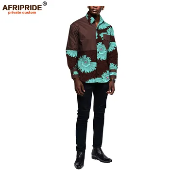 

2019 summer&autumn casual shirt for men AFRIPRIDE full sleeve single breasted men's shirt with pocket 100% batik cotton A1812003