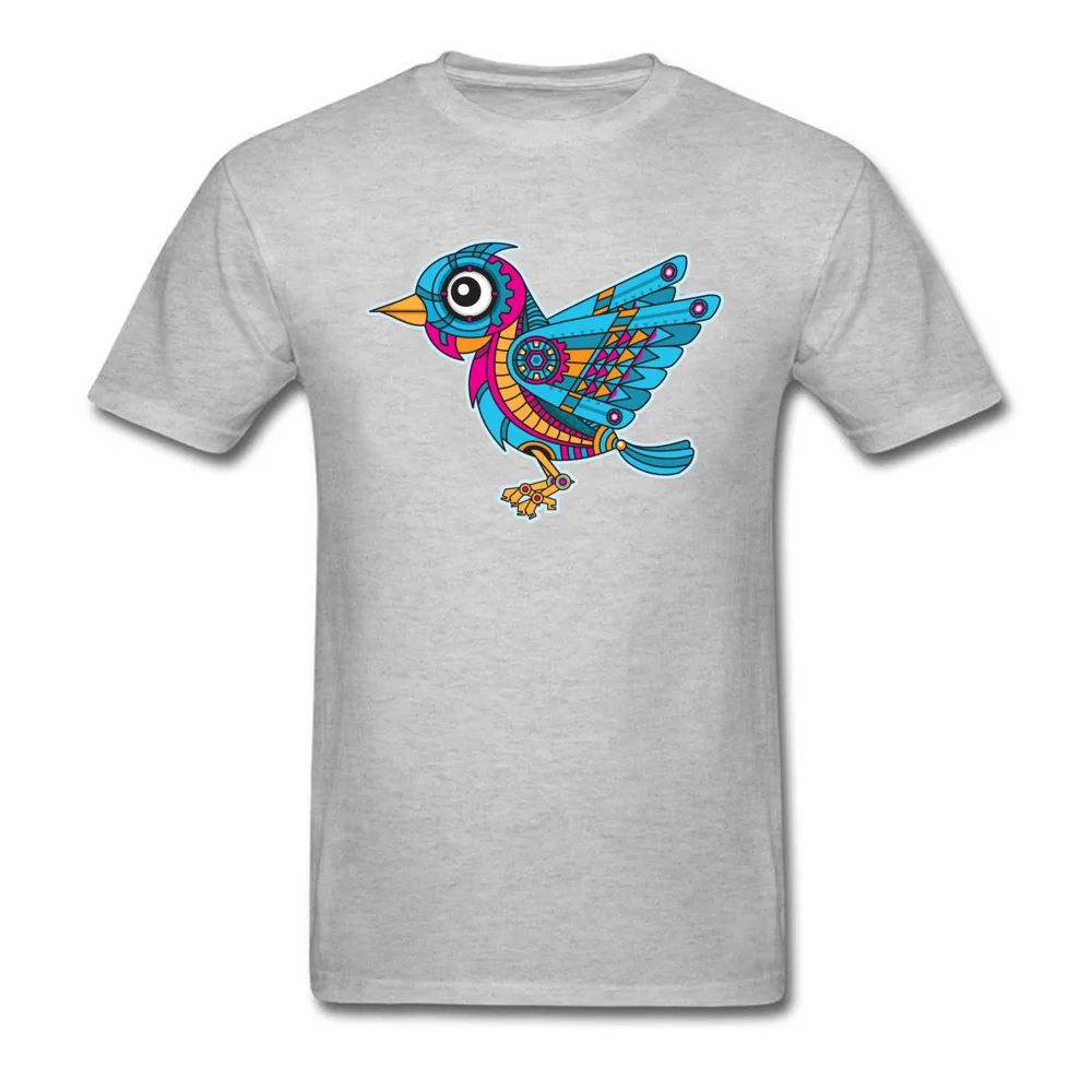 Mechanical Bird T Shirt Slim Fit Short Sleeve On Sale Crew Neck 100% Cotton Tees Europe Tops & Tees for Men Summer/Fall Mechanical Bird grey