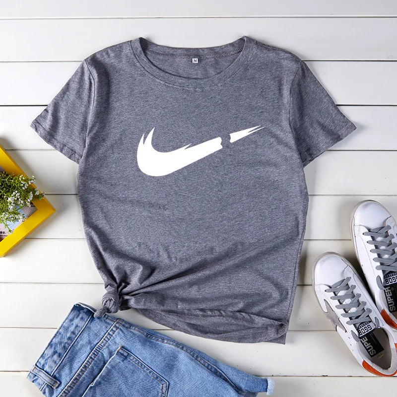 

Korean Style Fashion Women Summer T-shirts Simply Printed Plus 4xl Summer Tops for Women 2019 Roupas Femininas