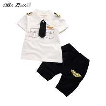 Детская одежда пилота наборы дети красивый пилот костюм футболка с коротким рукавом и черные шорты 2 шт Косплей униформа для вечерние костюмы