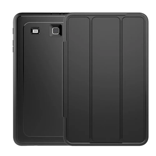 Хит, умный чехол для samsung galaxy tab E 9,6, T560, T561, для планшета, для детей, безопасная броня, противоударный, искусственная кожа, Твердый Чехол, 4 в 1 - Цвет: Black