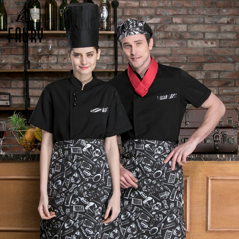 Летняя дышащая унисекс черная куртка с коротким рукавом для готовки шеф повара