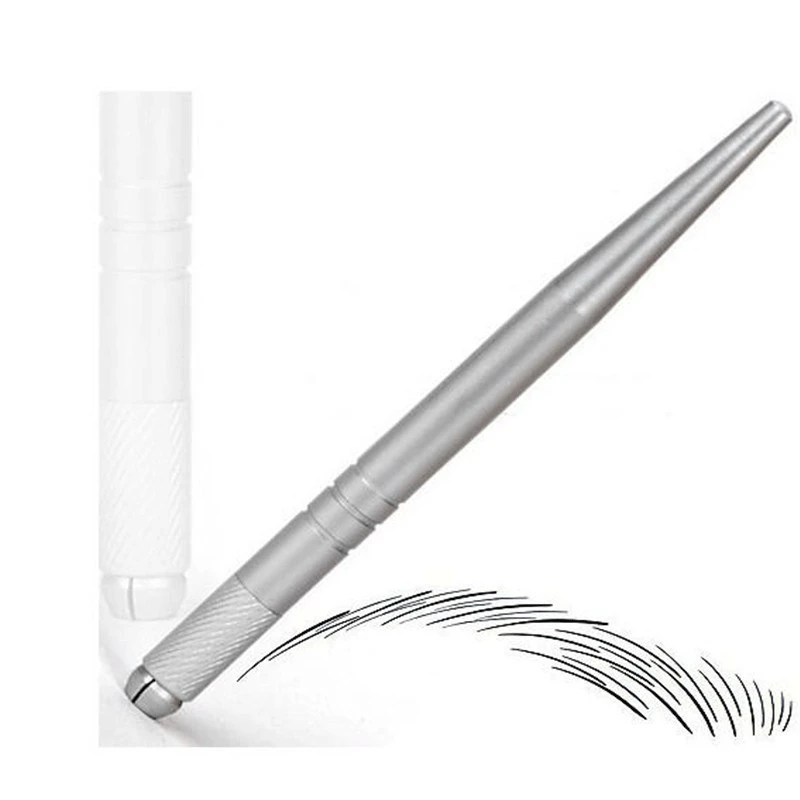 

100Pcs Professional Permanent Makeup Tattoos Pen Tattoo Eyebrow Microblading Accessories 3D Embroidery Tattoo Manual Pen Silver