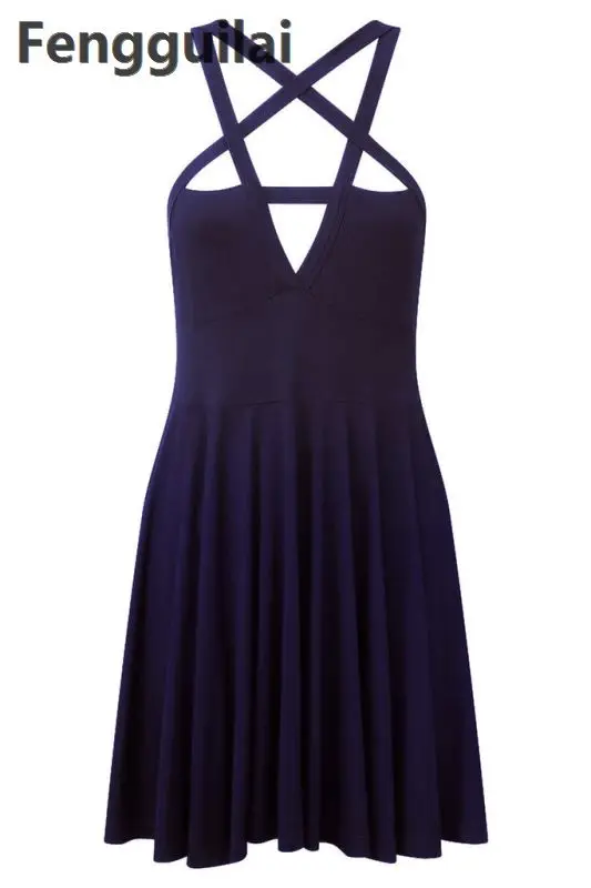 Summer Fashion Women Dress Gothic Vintage Romantic Casual Dress Without Belt Sexy Black Dress Nq816758