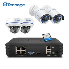 Techage 4CH 1080P HDMI POE NVR Комплект охранной системы видеонаблюдения 2MP IR-Cut Крытый Открытый CCTV купольная ip-камера P2P комплект видеонаблюдения