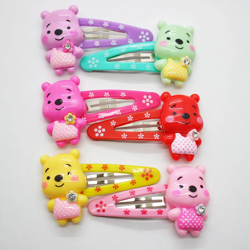 Wholesale one pair hair clips animals resin cute bear hairpins children