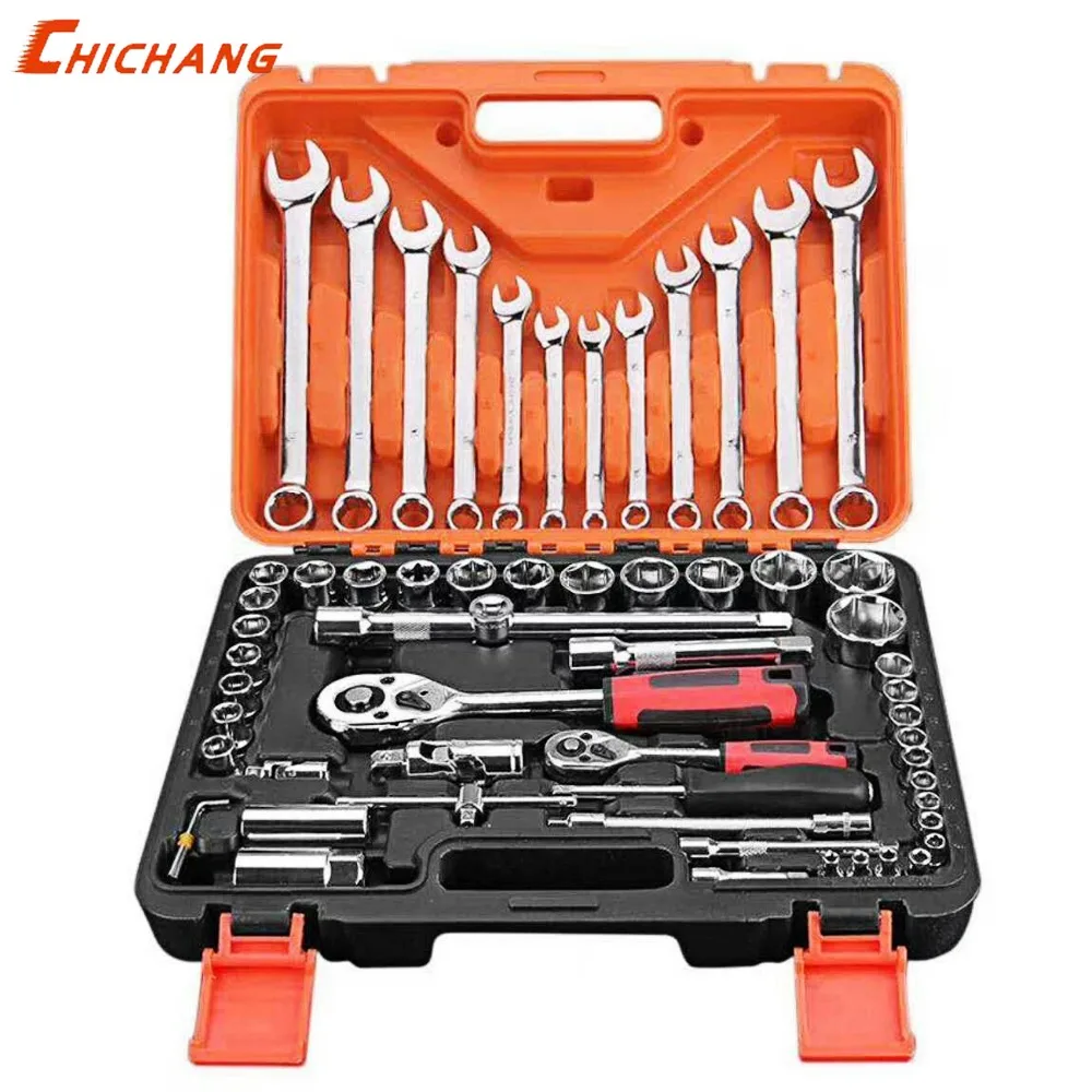 

61pcs Socket Ratchet Wrench Automobile Professional Repair Tools Kit Torque Wrench Combination Bit a set of keys Chrome Vanadium