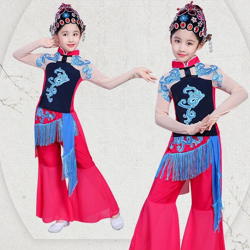 

Pretty Flower Performance Costumes For Children New Beijing Opera Dance Costumes Flower Mulan Show Costume Female
