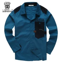 XIAOYOUYU Taille 130-165 Garçon De Mode Mince Chemise Lettre Motif Turn-down Col Patchwork Conception Enfants Automne Occasionnel Clothing