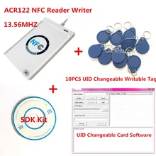 NFC USB ACR122U-A9 RFID считыватель смарт-карт и писатель+ 10 шт 13,56 mhz UID changable zero 0 sector IC Card+ SDK Kit
