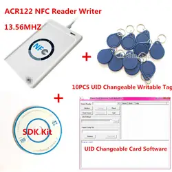 Nfc usb ACR122U-A9 RFID считыватель смарт-карт и писатель + 10 шт. 13.56 мГц UID Изменяемая zero 0 сектор IC карта + SDK комплект + бесплатная доставка