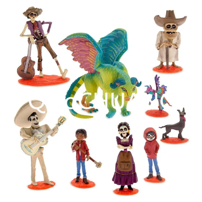 

9pcs/set Coco Miguel Ernesto Riveras Day Of The Dead Miguel Cruz Hector PVC Action Figure Model Toy BOX 5-10CM Z1678