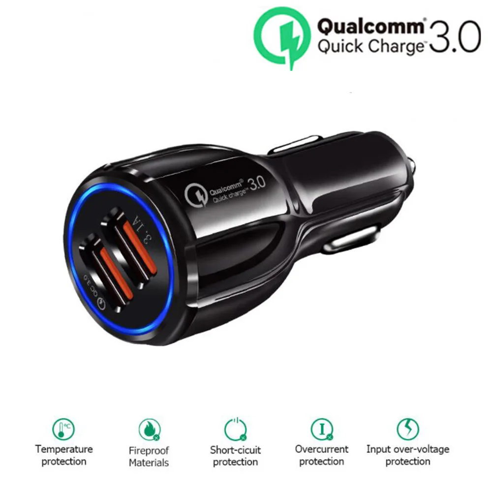 شاحن سيارة ثنائي USB سريعة تهمة 3.0 ل فون 8 X XS XR XSMAX QC 3.0 سيارة مهايئ شاحن لسامسونج غالاكسي s8 ملاحظة 9 هواوي