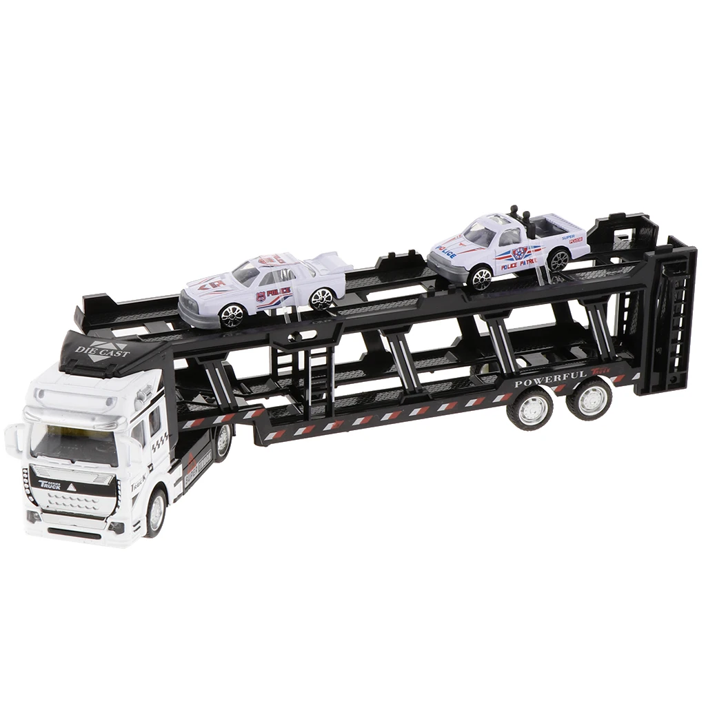 Mini Alloy Carrier Truck Toy Friction Powered Transport Car for Kids Toddler (Inclueds 2 Cars)