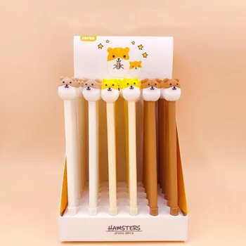 

4 Pcs/set Cartoon Animal Hamsters Silicone Gel Pens Black Inked Signature Pens Writing Cute Stationery Office School Supplies