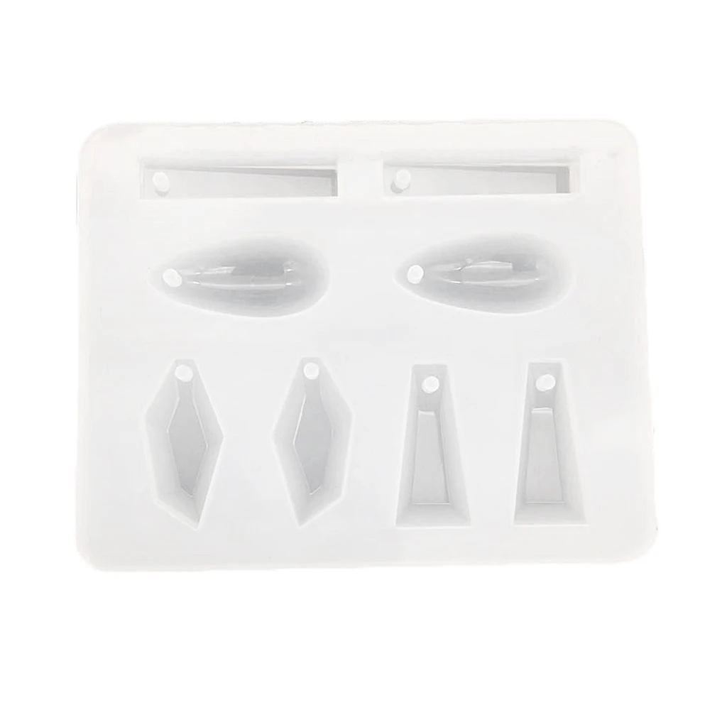 8 Cavity DIY Liquid Resin Casting Molds Geometric Shapes with Hole for Making Jewelry Necklace Earring Pendant Handmade Mould