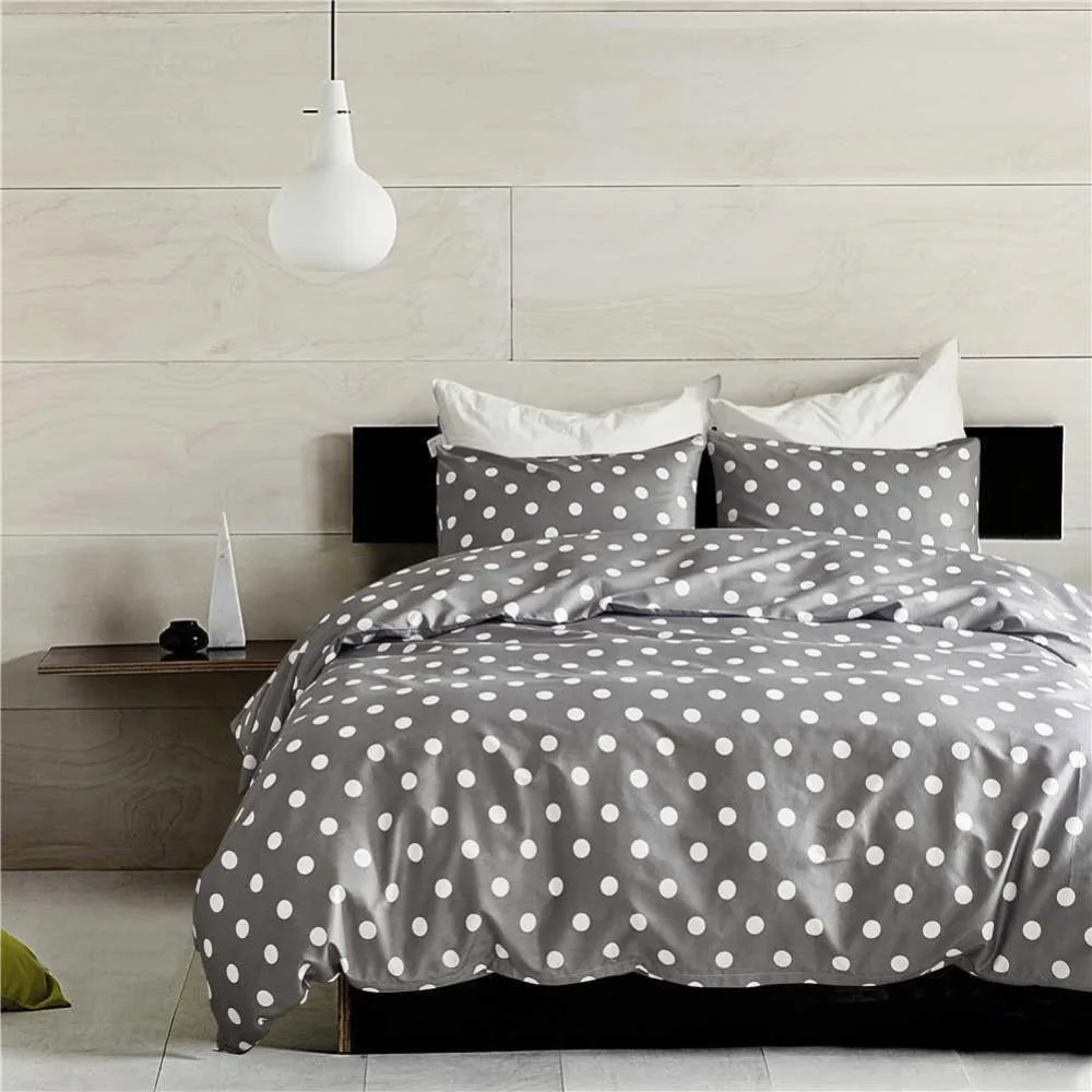 Fashion Polka Dots Bedding Sets Grey Bed Linen Duvet Cover Set