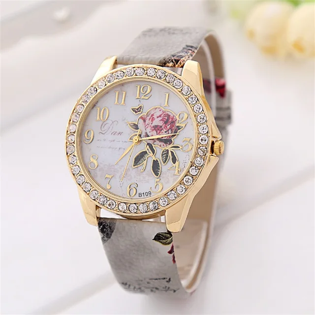 New Fashion Chinese Style Peony Pattern Watch Gilt Digital