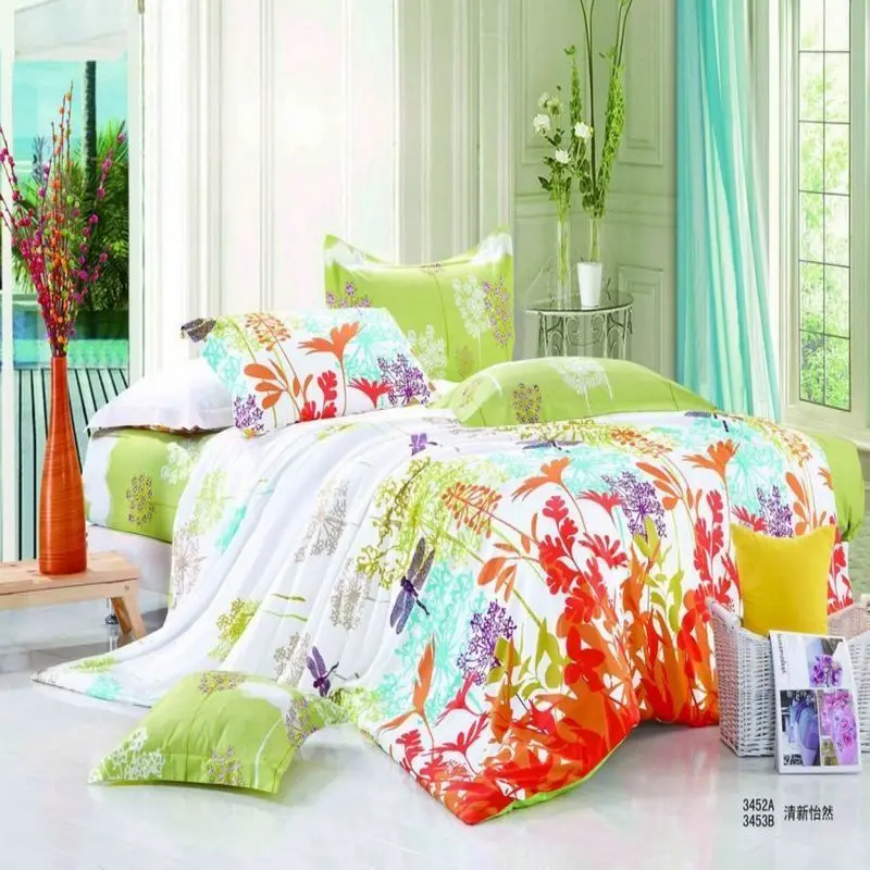 

3D Printed Flower Bedding Set New King Queen Twin Size 100% Cotton Duvet Cover Sets 2017 Kids And Adult Bed Sheets Black And Red