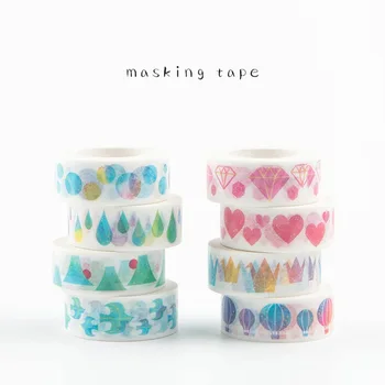 

8 pcs/Lot Water color paper masking tapes Heart Diamond Bird Decorative Japanese tape Washi stickers for scrapbooking F147