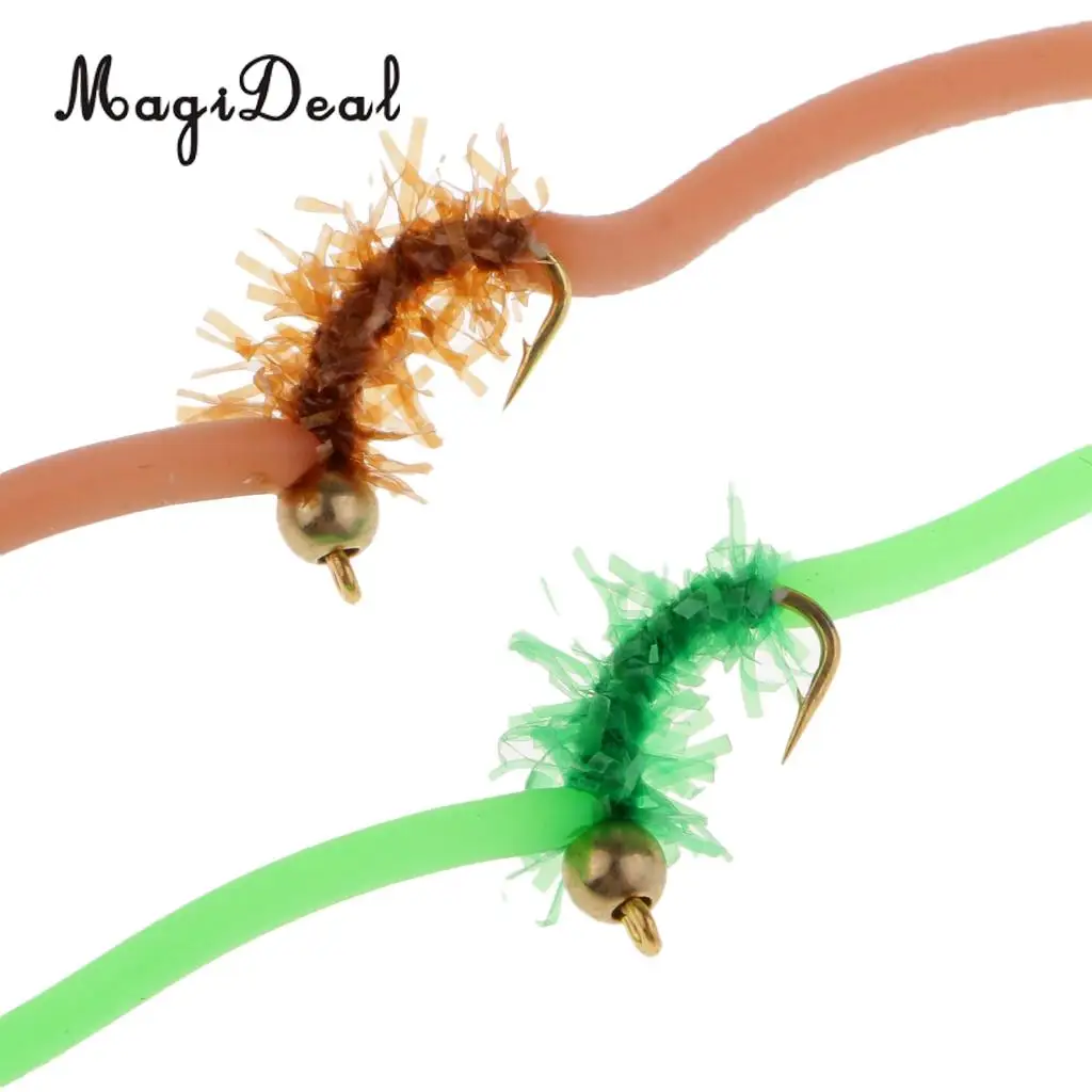 5pcs San Juan Worm Fly Fishing Trout Flies Assortment Power Bead Trout Nymph Fly Fishing Flies