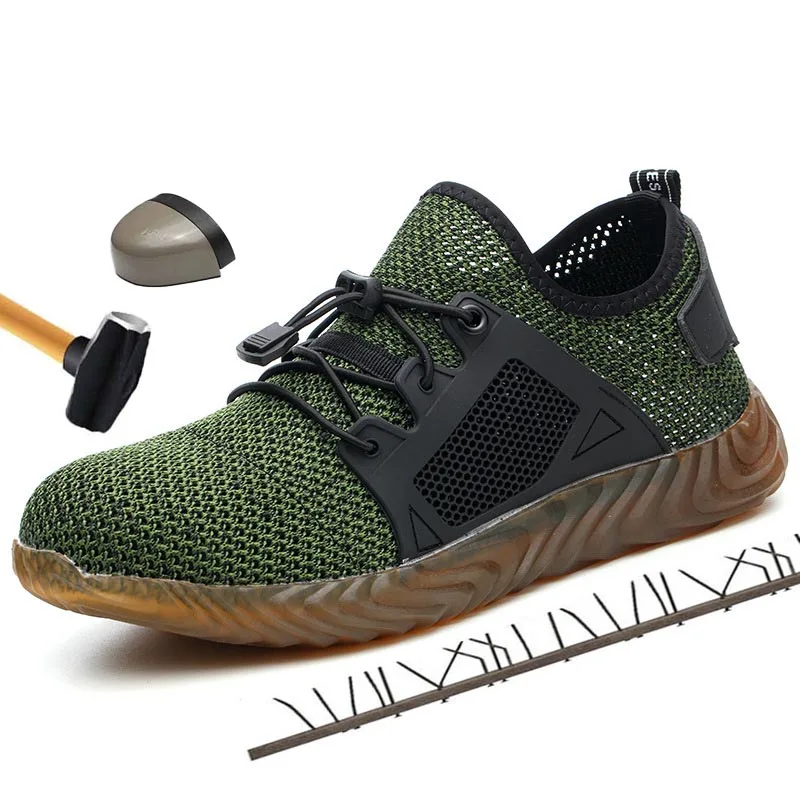 

Plus Size Men's Work Boots Summer breathable anti-smash steel toe cap safety shoes Outdoor Construction Safety Protective shoes