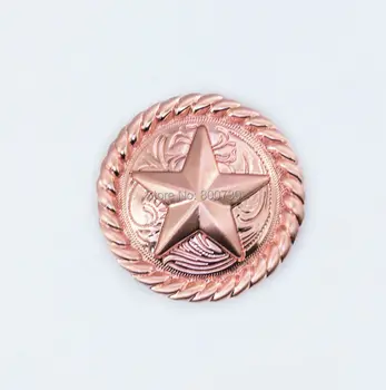 

(KB204) 10pc 1-1/8'' Western Round Rope Star Concho Leathercraft Copper-Color