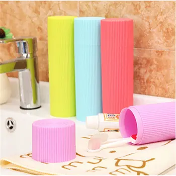 

Cylindrical Protect Case For Traveling And Daily Use Portable Stripe Toothpaste Toothbrush Pen Stationery Holder Case Cover
