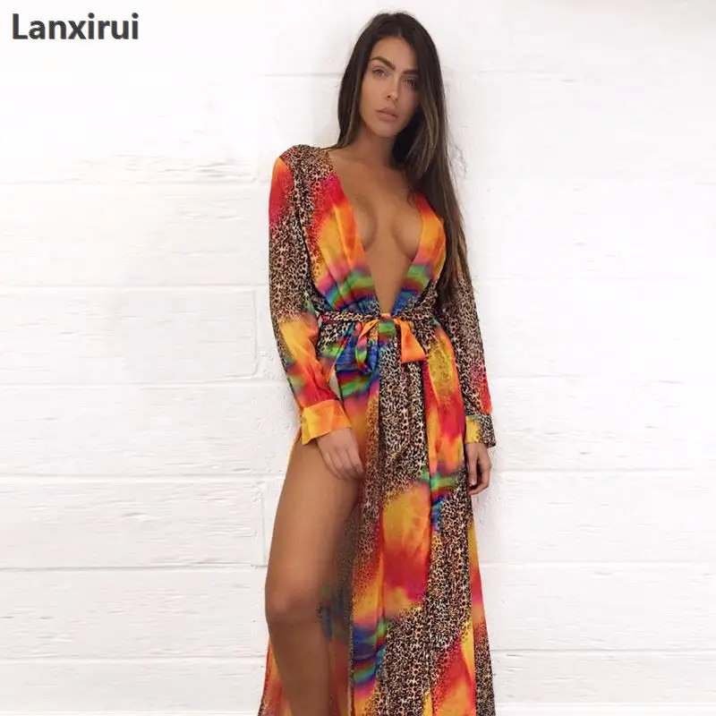 

Cardigan Long Kimono Shirts Quimono Leopard Bandage Sexy Tops Long Blouses Women Summer Women 'S Kimonos Chemisier Femme Blusa