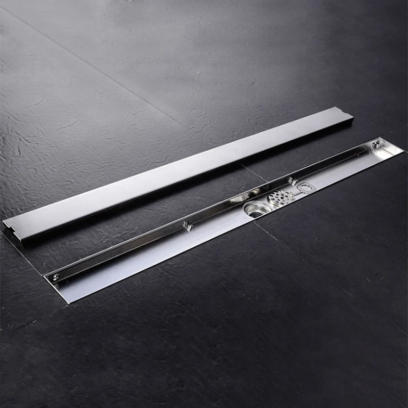 800mm Square 304 Stainless Steel Long Linear Floor Drains Grate Bathroom Shower Drain Ground Waste Water Rapid Drainage Brushed