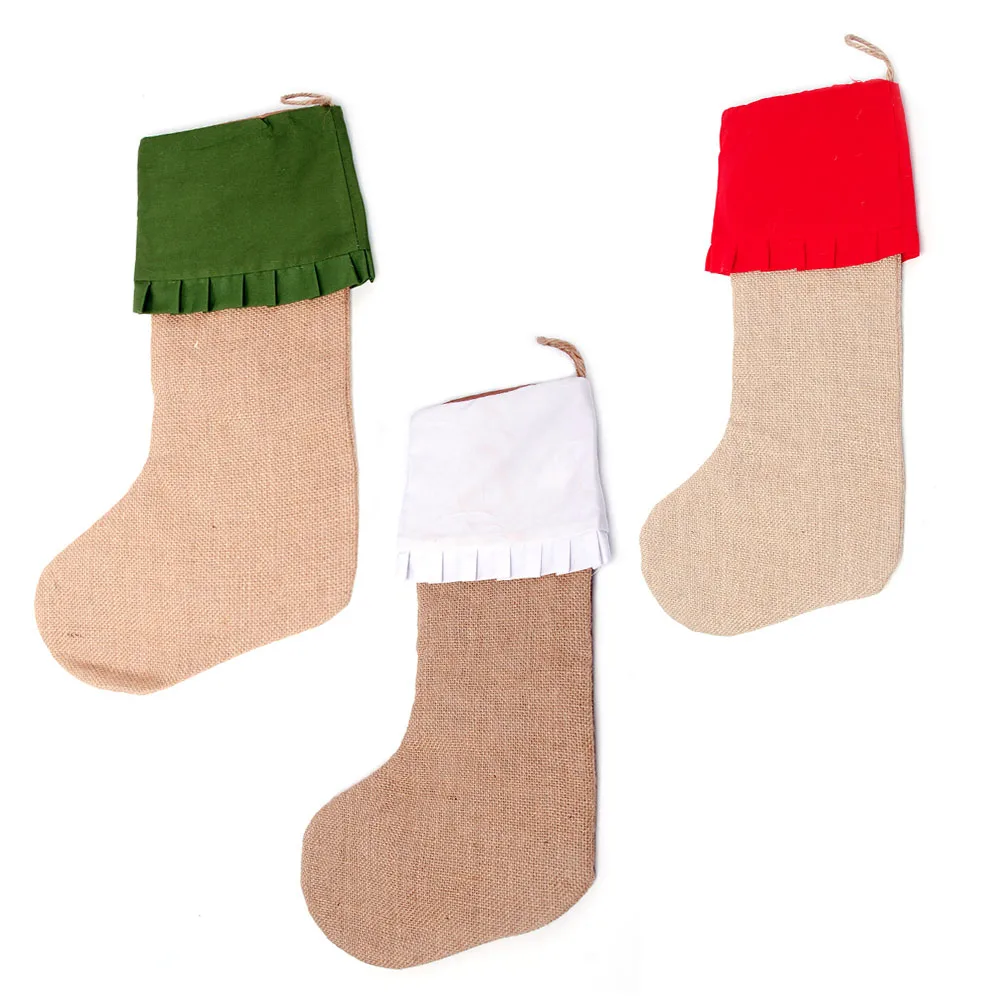 Wholesale Burlap Christmas Stocking Christmas Ruffle Stocking for