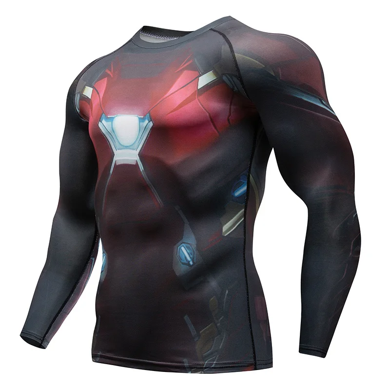 

New Summer Marvel Superhero T-shirt 3D Superman / Spiderman / Batman / Black Panther Men's T-Shirt Long Sleeve Compression Cross
