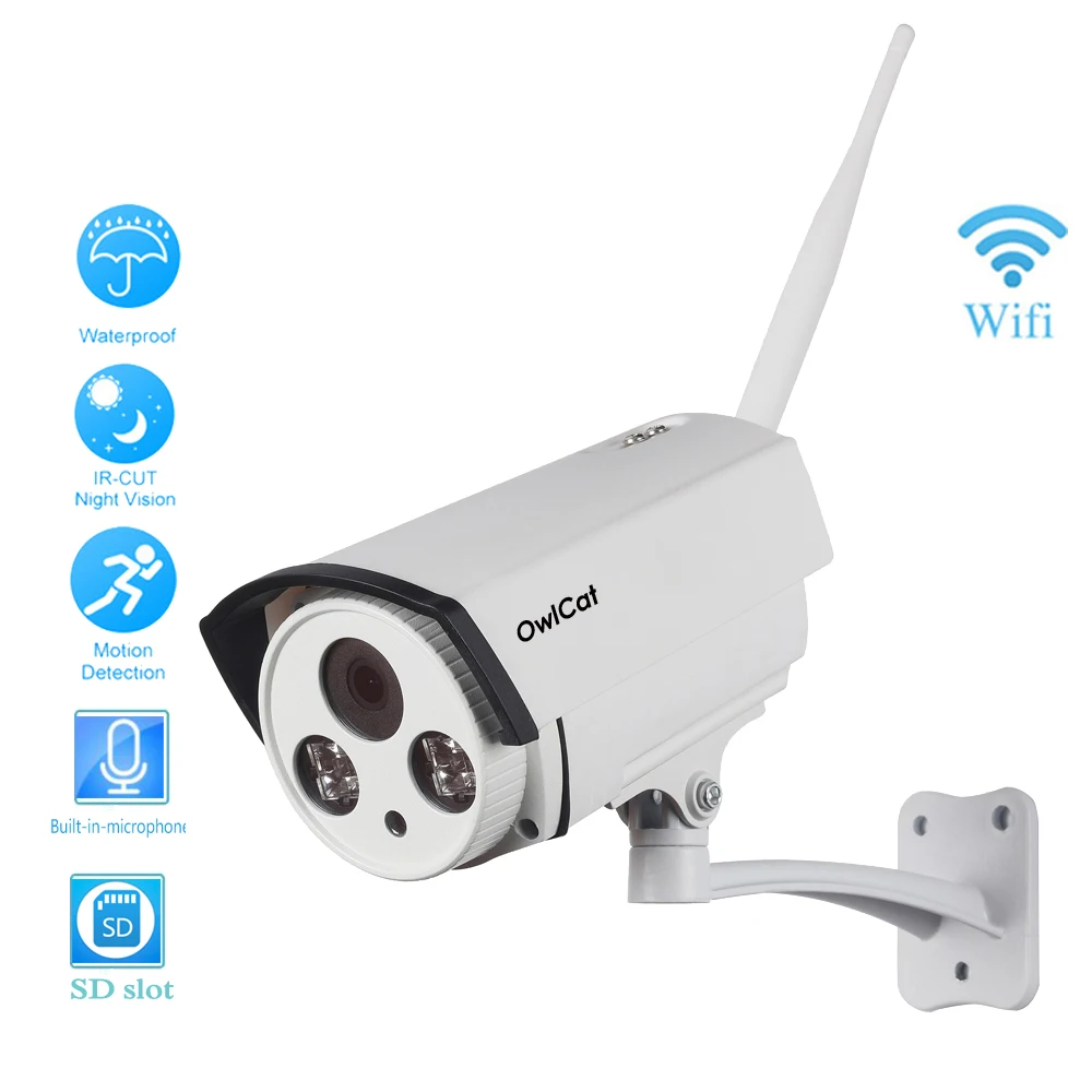 

Outdoor/ HD 1080P Waterproof Bullet IP Camera WIFI 2.0MP SD Card Audio Built-Microphone Wireless Surveillance CCTV Camera IR P2P