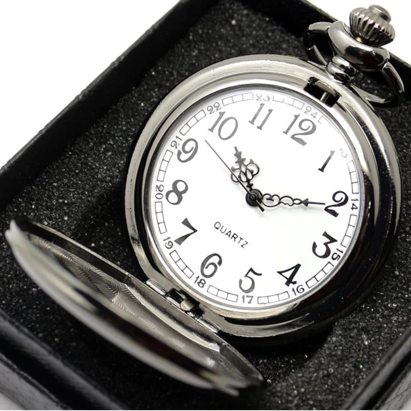 Я хочу, чтобы я мог повернуть время назад Тема Ретро Черный Гладкий кварцевые карманные часы выгравированы LOVE YOU больше часы + 30 см цепи