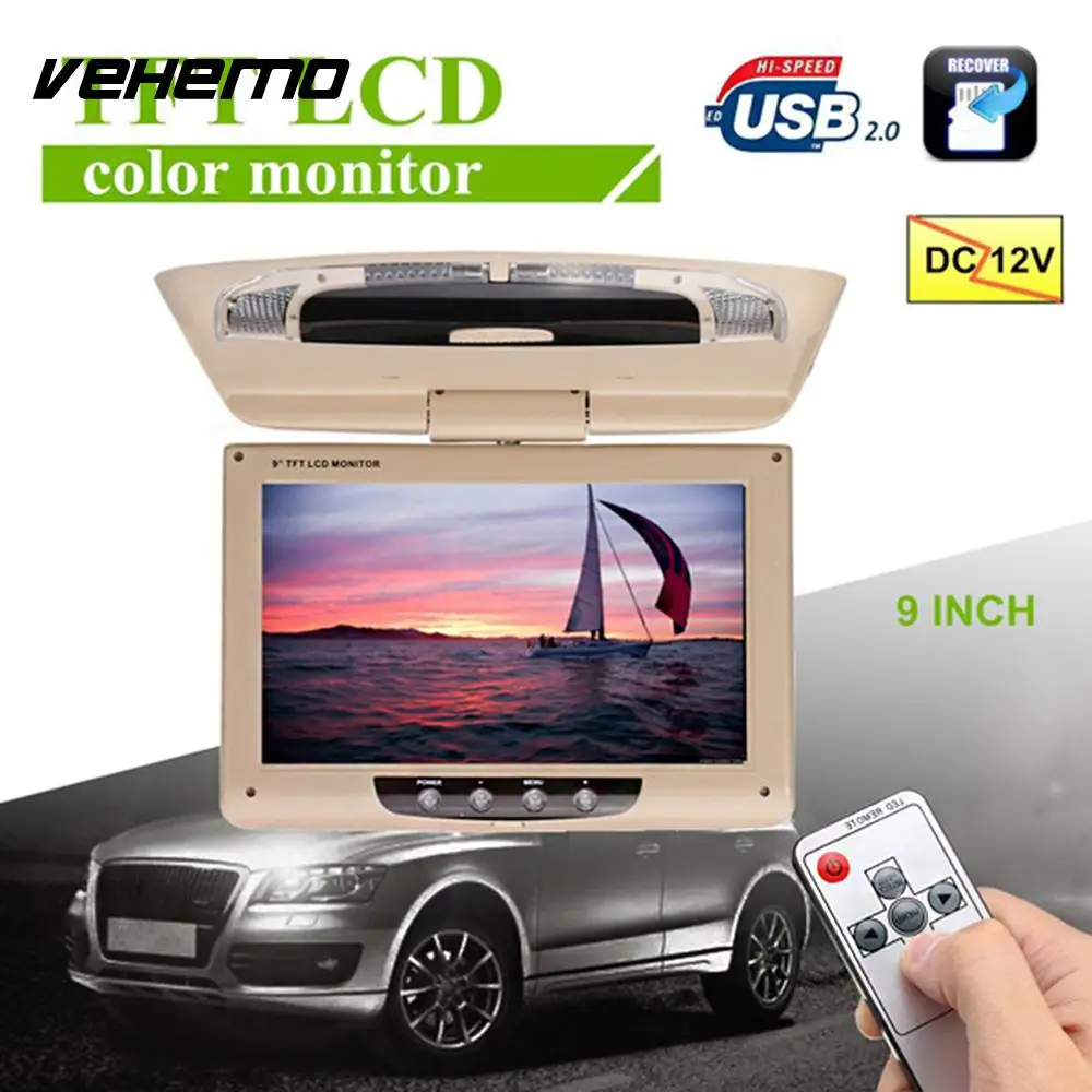 

2018 Car Display Universal Car Monitor 800*480 Reversing Image Portable Vehicles Ceiling Roof Mount Display