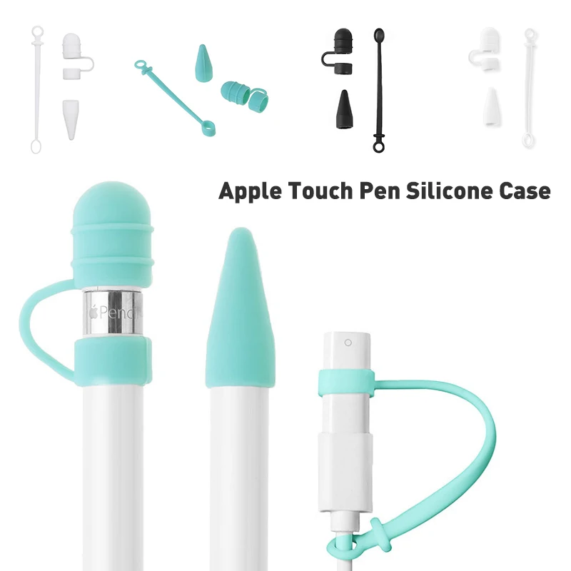 

Lightweight Soft Silicone Holder Cap Nib Tip Cover Cable Adapter Tether Touch Pen Kit For Apple Anti-Lost Strap Pencil Cover