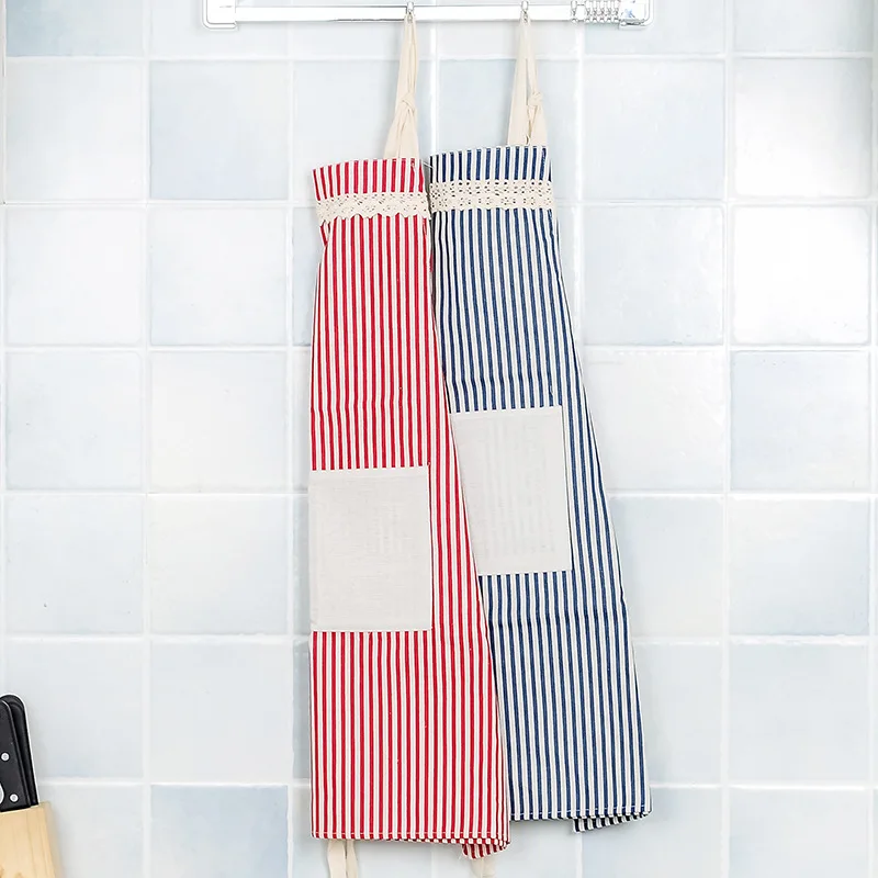 Delantales de encaje blanco para mujer rayas azules Rojas Cocina Tablier Cocina Delantal restaurante Chef Cocina vestido babero Delantales de encaje blanco para mujer rayas azules Rojas Cocina Tablier Cocina Delantal restaurante Chef Cocina vestido babero