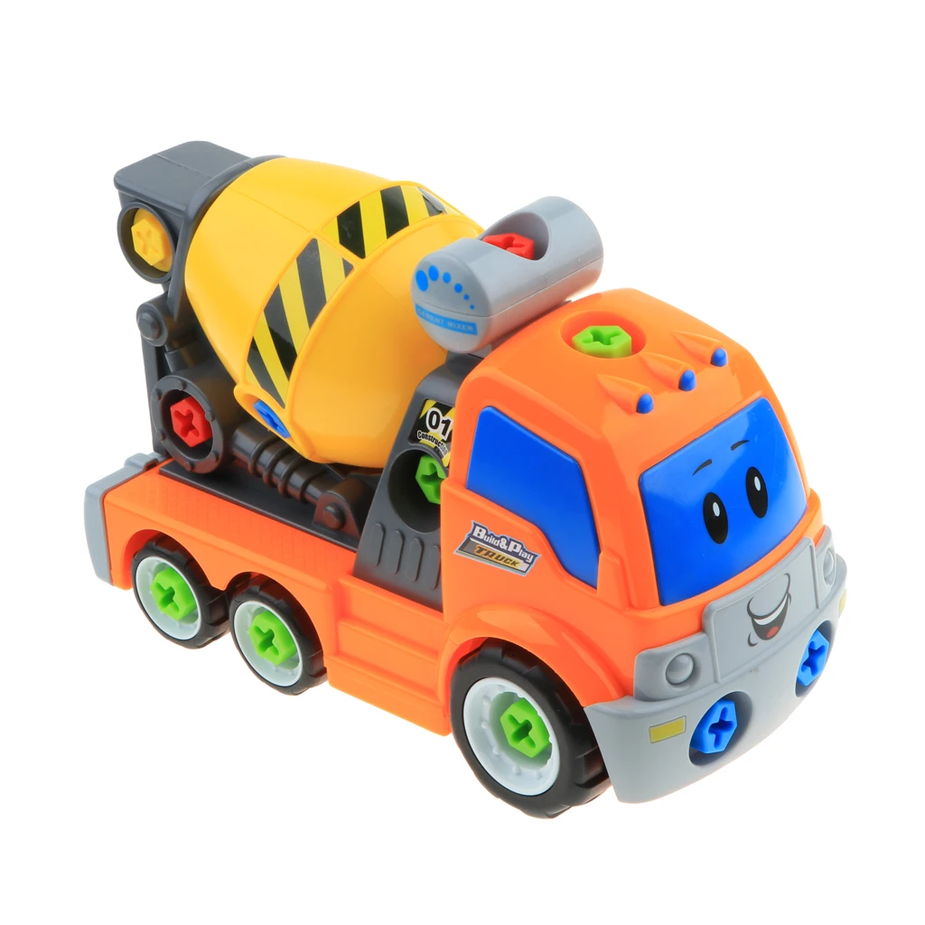 Take Apart Constructions Vehicles Toys - Assemble RC remote control Engineering Truck w/ Electric Drill Tool Kit Screwing Block