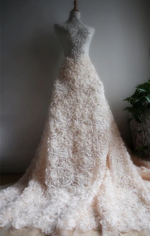 3d rose lace fabric