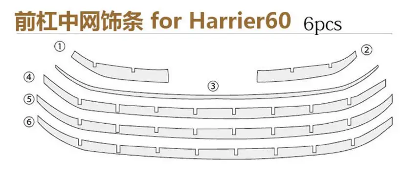 Jioyng автомобильные передние гоночные грили бампер сетка решетка Вокруг обшивки крышки 6 шт./компл. для toyota harrier 60 2013