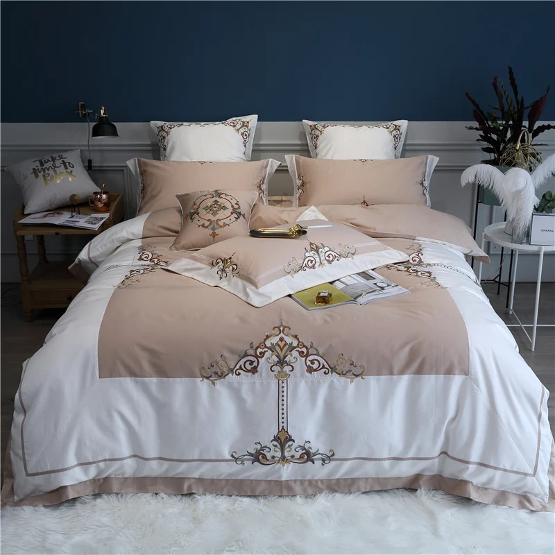 buy Luxury Egypt Cotton Classical beauty Bedding Set Embroidery Silky Duvet cover Bed Sheet Pillowcases Queen King Size 4 6 7Pcs