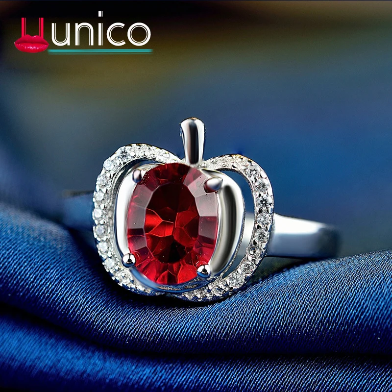 UUNICO Apple Форма серебряное кольцо 925 bague femme argent anillos плата para mujer для женщин Свадебные украшения юбилей подарок