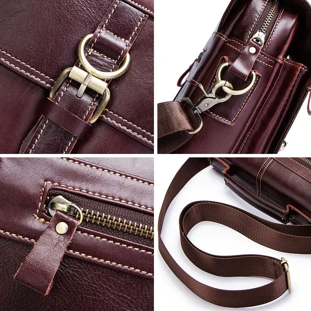 KAVIS 100% Genuine Leather Messenger Bags Men High Quality Handbag Bolsas Travel Brand Design Crossbody Shoulder Bag For Clutch