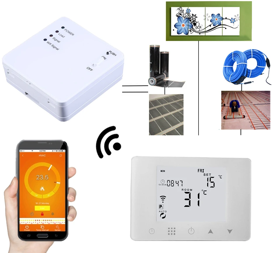 Поддержка нескольких языков приложение Wi-Fi и RF беспроводной электрический нагревательный пульт дистанционного управления Контроль температуры программируемый Лер