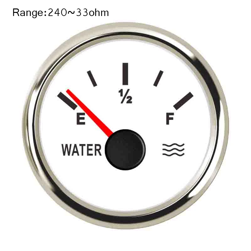 52 мм Индикатор уровня водяного бака из нержавеющей стали 0~ 190 Ом/240~ 33 Ом датчик уровня воды подходит для автомобиля лодки - Цвет: White Silver 240 ohm