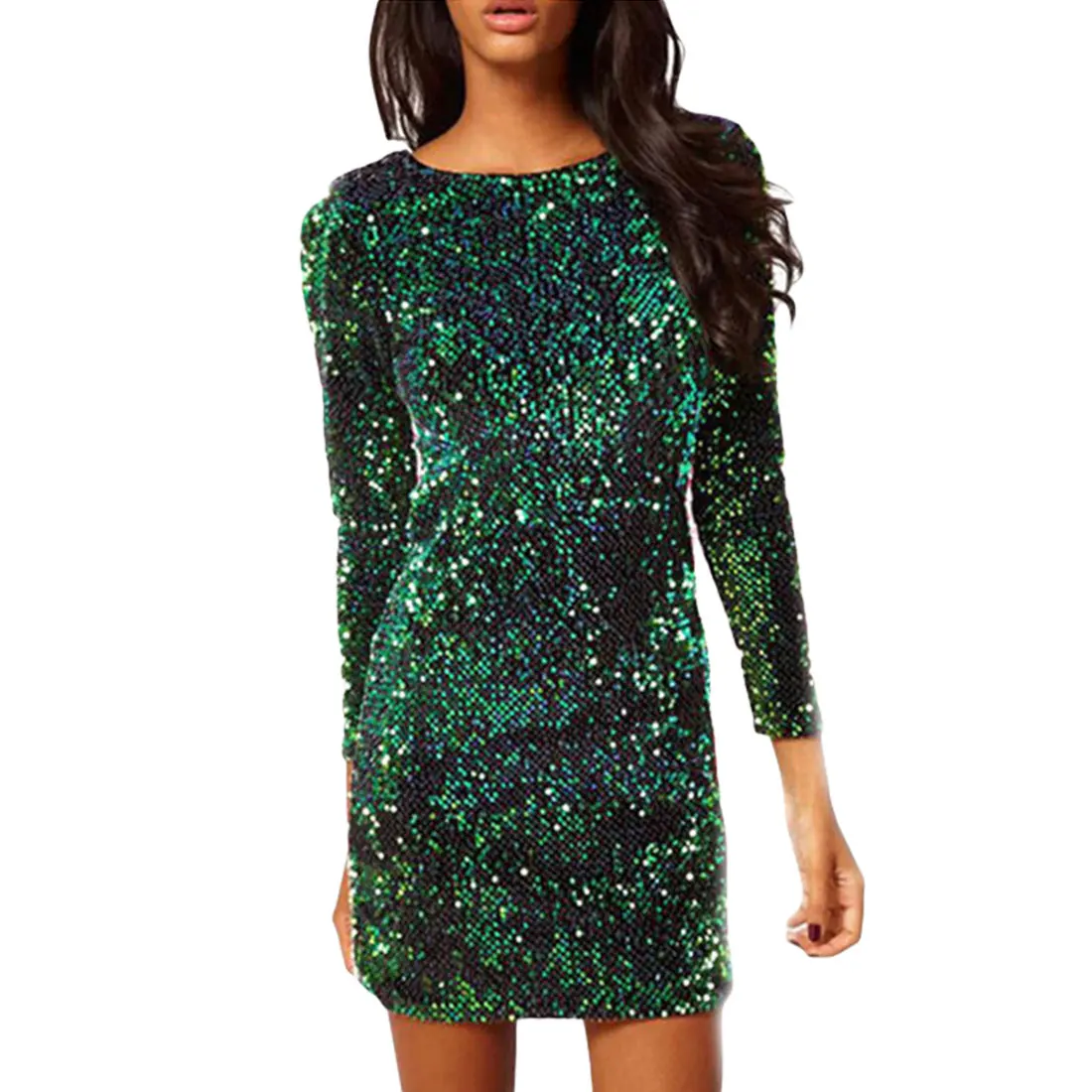 

Europe And The United States Package Hip Tight Penc Dress Temperament Ladies Dress Sequins Perspective Open Back Dress Fashion