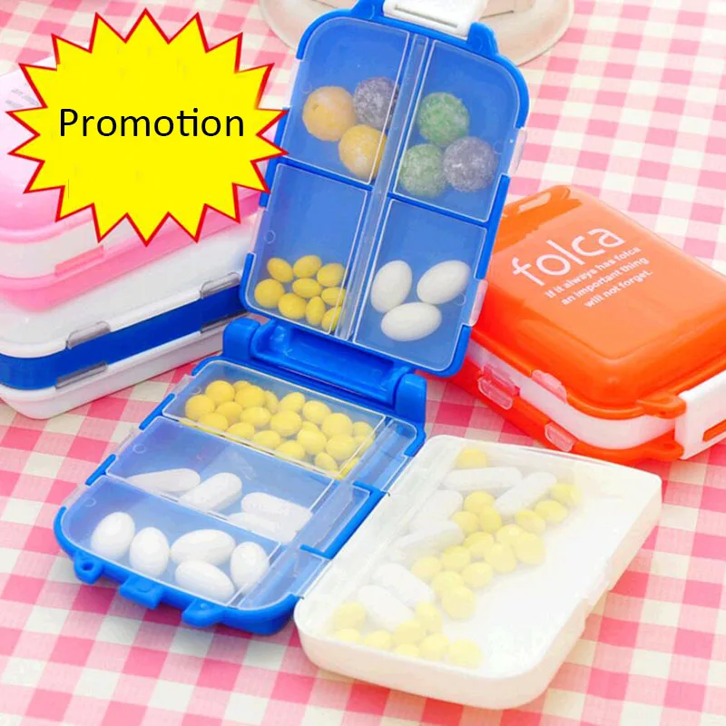 

Candy Color Foldable 8 Compartments Plastic Pills/ Vitamins Organizer Box