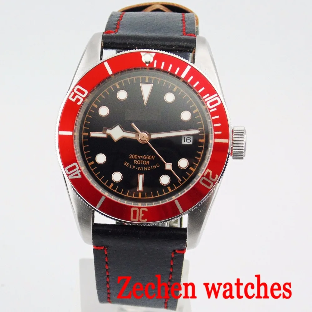 

41mm corgeut men's watch sapphire glass red bezel luminous waterproof automatic watch business calendar mechanical watch
