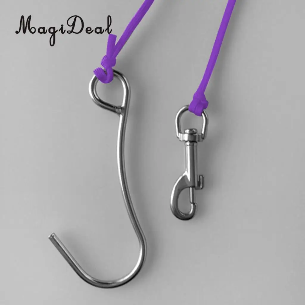 MagiDeal Scuba Diving Reef Drift Hook with 47' Line & Stainless Steel Clip for Snorkeling Freediving Swimming Caving Accessory